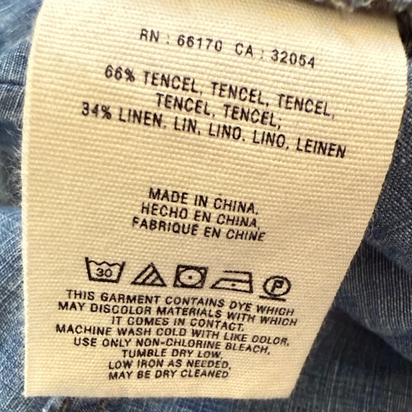 Pilcro Blue Tencel Linen Wide Leg Chambray Pants - Picture 5 of 14